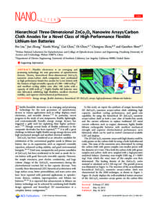 Letter pubs.acs.org/NanoLett Hierarchical Three-Dimensional ZnCo2O4 Nanowire Arrays/Carbon Cloth Anodes for a Novel Class of High-Performance Flexible Lithium-Ion Batteries