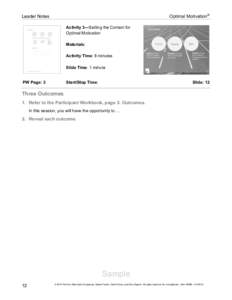 Optimal Motivation®  Leader Notes Activity 3—Setting the Context for Optimal Motivation Materials: