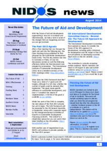 August 2014 Save the date: 14 Aug Becoming a SCIO (Small Grants Programme)