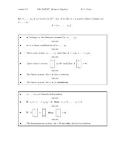 math 311  GLOSSARY (Linear Algebra) E. L. Lady