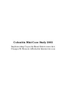 Colombia Mini-Case Study 2003