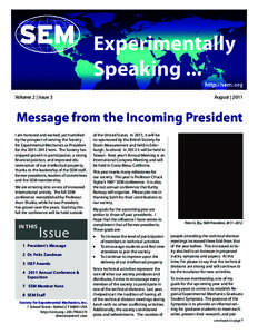 Experimentally Speaking ... http://sem.org Volume 2 | Issue 3  August | 2011