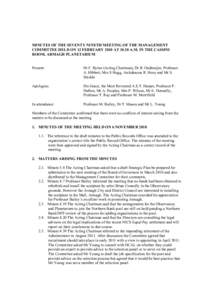 MINUTES OF THE SEVENTY NINETH MEETING OF THE MANAGEMENT COMMITTEE HELD ON 12 FEBRUARY 2010 AT[removed]A.M. IN THE CASSINI ROOM, ARMAGH PLANETARIUM Present:  Dr F. Byrne (Acting Chairman), Dr R. Oudmaijer, Professor