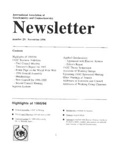International Association of Geochemistry and Cosmochemistry Newsletter number 29: November 1996