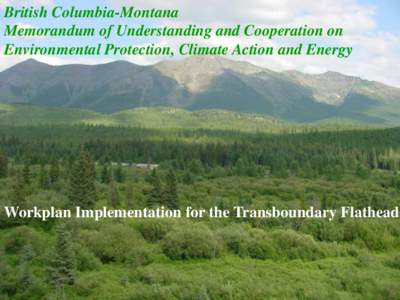 British Columbia-Montana Memorandum of Understanding and Cooperation on Environmental Protection, Climate Action and Energy Workplan Implementation for the Transboundary Flathead