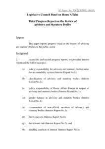 LC Paper No. CB[removed])  Legislative Council Panel on Home Affairs Third Progress Report on the Review of Advisory and Statutory Bodies