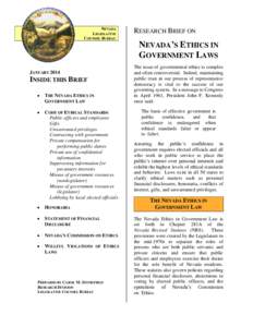 NEVADA LEGISLATIVE COUNSEL BUREAU RESEARCH BRIEF ON