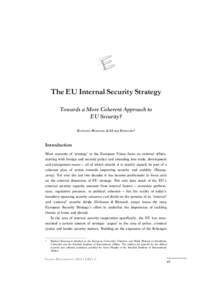 stud.diplom[removed]book Page 45 Monday, January 20, 2014 4:50 PM  The EU Internal Security Strategy Towards a More Coherent Approach to EU Security? RAPHAEL BOSSONG & MARK RHINARD1