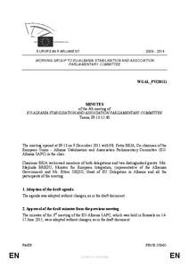 [removed]EUROPEAN PARLIAMENT WORKING GROUP TO EU-ALBANIA STABILISATION AND ASSOCIATION PARLIAMENTARY COMMITTEE