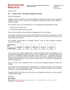 Environment & Hazardous Materials Transportation Engineering Services 7550 Ogden Dale Road SE Calgary, Alberta T2C 4X9