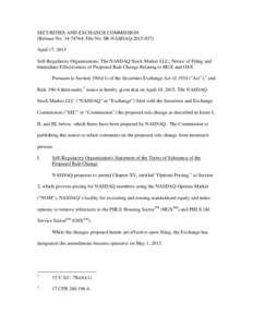 SECURITIES AND EXCHANGE COMMISSION (Release No; File No. SR-NASDAQApril 17, 2015 Self-Regulatory Organizations; The NASDAQ Stock Market LLC; Notice of Filing and Immediate Effectiveness of Proposed R