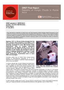DREF Final Report Republic of Congo: Floods in Pointe Noire DREF operation n° MDRCG012 GLIDE n° FF[removed]COG