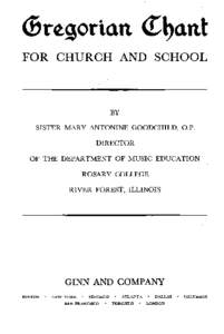 Gregorian Chant for Church and School