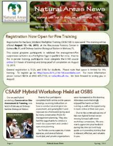 Keeping you up to date on all things NATA Spring 2013 Registration Now Open for Fire Training  Photo by: Chris Dixon