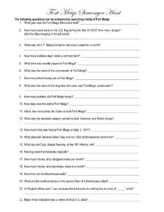 YÉÜà `x|zá fvtäxÇzxÜ [âÇà The following questions can be answered by searching inside of Fort Meigs: 1. What year was the Fort Meigs Monument built? ________________________________________ 2. How many stars we