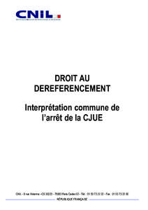 Droit au déréferencement - Interpretation - Arrêt