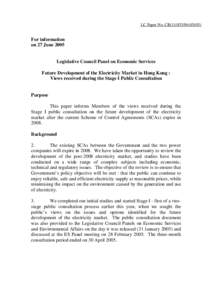 LC Paper No. CB)  For information on 27 JuneLegislative Council Panel on Economic Services