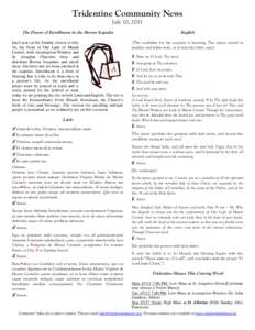 Tridentine Community News July 10, 2011 The Prayer of Enrollment in the Brown Scapular English