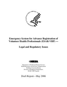 Microsoft Word - Center HRSA ESAR-VHP Legal Reportdoc