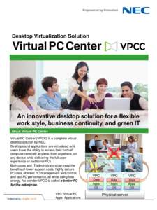 Desktop Virtualization Solution  Virtual PC Center An innovative desktop solution for a flexible work style, business continuity, and green IT