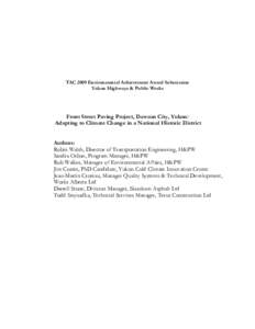 Paper Title: Adapting to Climate Change in a National Historic District -  Front Street Paving Project, Dawson City, Yukon