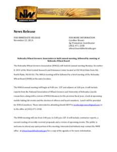 News Release FOR IMMEDIATE RELEASE November 23, 2014 FOR MORE INFORMATION Caroline Brauer