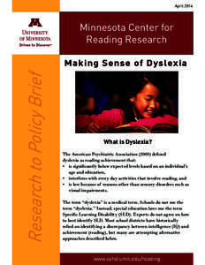 April[removed]Minnesota Center for Reading Research  Research to Policy Brief