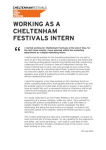 WORKING AS A CHELTENHAM FESTIVALS INTERN “