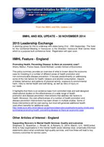 IIMHL / IIDL Update 30 November 2014
