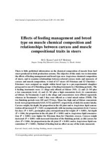 Irish Journal of Agricultural and Food Research 47: 151–160, 2008  Effects of feeding management and breed type on muscle chemical composition and relationships between carcass and muscle compositional traits in steers
