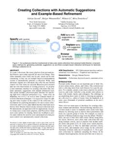 Creating Collections with Automatic Suggestions and Example-Based Refinement Adrian Secord1 , Holger Winnem¨oller2 , Wilmot Li2 , Mira Dontcheva2 1  New York University