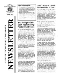 Inside this Newsletter... • Personalities from Treasury’s Past. In this issue, THA begins a new series of articles on people who have shaped the Treasury Department’s history over the past two hundred years.