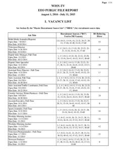 Page: 1/14  WISN-TV EEO PUBLIC FILE REPORT August 1, July 31, 2015