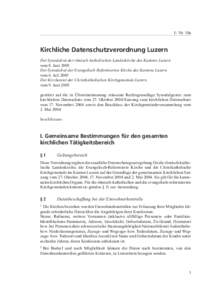   I / Nr. 10a Kirchliche Datenschutzverordnung Luzern Der Synodalrat der römisch-katholischen Landeskirche des Kantons Luzern