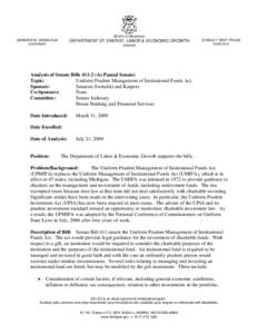 Law / Uniform Prudent Management of Institutional Funds Act / Financial economics / Investment / Deflation / Charitable organization / Financial services / Uniform Prudent Investor Act / Investment Policy Statement / Economics / Uniform Acts / United States law