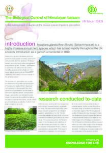 The Biological Control of Himalayan balsam  VM IssueCollaborative project on studies on the invasive species Impatiens glandulifera