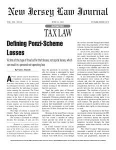 New Jersey Law Journal VOLNO 10 JUNE 11, 2012  TAX LAW