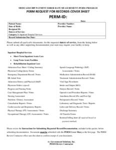 MEDICAID PAYMENT ERROR RATE MEASUREMENT (PERM) PROGRAM