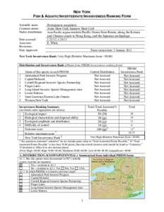 NEW YORK NON-NATIVE PLANT INVASIVENESS RANKING FORM