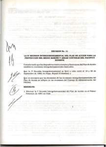 DECISION NoLA IV REUNION JNTERGUBERNAMENTAL DEL PLAN DE ACCION PARA LA PROTECCION DEL MEDIO MARINO Y AREAS COSTERAS DEL PACIFICO