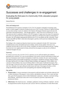 Successes and challenges in re-engagement: evaluating the third year of a Community VCAL education progam