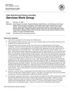 State of Illinois Rod R. Blagojevich, Governor Illinois Department on Aging Charles D. Johnson, Director  Older Adult Services Advisory Committee