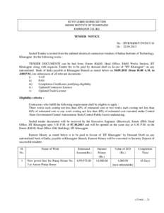 ESTATE (E&M) WORKS SECTION INDIAN INSTITUTE OF TECHNOLOGY KHARAGPURTENDER NOTICE No. : IIT/E/E&M/TDt. : 