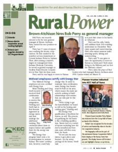 A newsletter for and about Kansas Electric Cooperatives  RuralPower Vol . L XII, No. 5 April 13, 2012  Inside