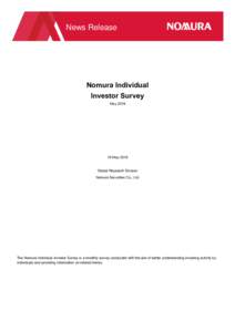 News Release  Nomura Individual Investor Survey May 2016