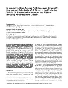 Is interactive open access publishing able to identify highimpact submissions? A study on the predictive validity of Atmospheric Chemistry and Physics by using percentile rank classes