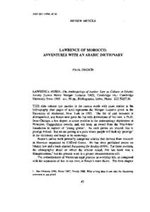 JASO): REVIEW ARTICLE LAWRENCE OF MOROCCO: ADVENTURES WITH AN ARABIC DICTIONARY