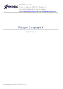 PARAGON Software GmbH Heinrich-von-Stephan-Str. 5c  79100 Freiburg, Germany Tel. +[removed][removed]  Fax +[removed][removed]Internet www.paragon-software.com  E-mail [removed]  Paragon Campt