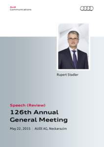 Audi Communications Rupert Stadler  Speech (Review)