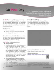 Go Pink Day  The Comanche Nation celebrates National Breast Cancer Awareness Month (October)